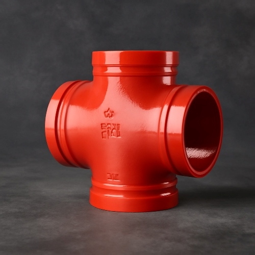 Крестовина переходная под муфту грувлок ковкий чугун ДУ 125x50 (ДН 139x60) 5x2